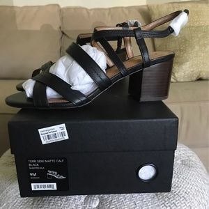 New Coach Terri Semi Matte Calf Sandals. Black. 9